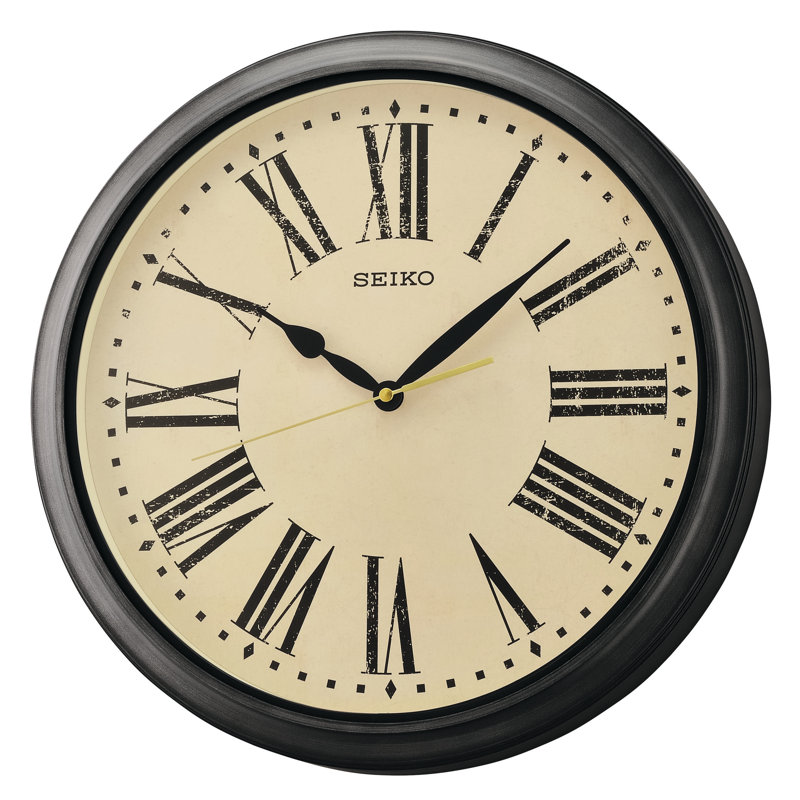 QXA771JLH Wall Clock, Black, Ivory
