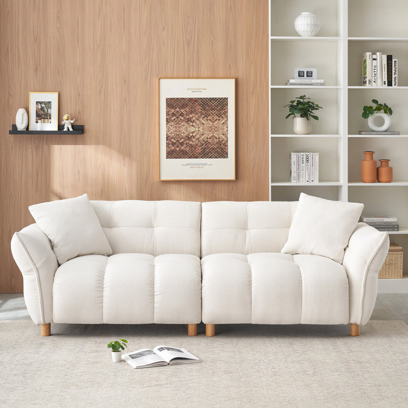 Canapé 93,70 pouces avec deux coussins assortis et trois sièges confortables, parfait pour les petits espaces - Beige, Beige
