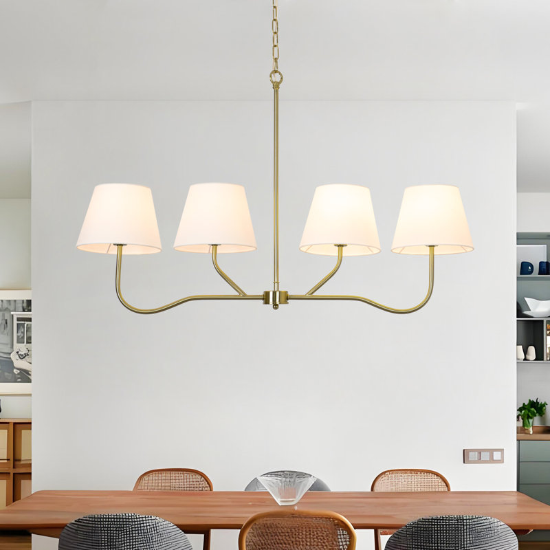 Luminaire suspendu en toile de jute 4 lumières l 37 po pour salle à manger