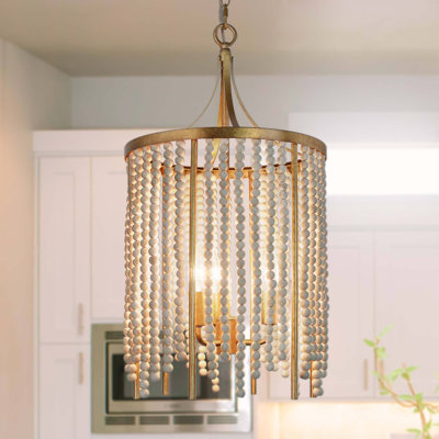 Hatfrneld 3-Light Glam Vintage Mini Chandelier With Wood Beaded
