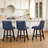 26" Swivel Counter Bar Stools, Counter barstools with Wood Frames, Dark Blue-1714014787-1714014796