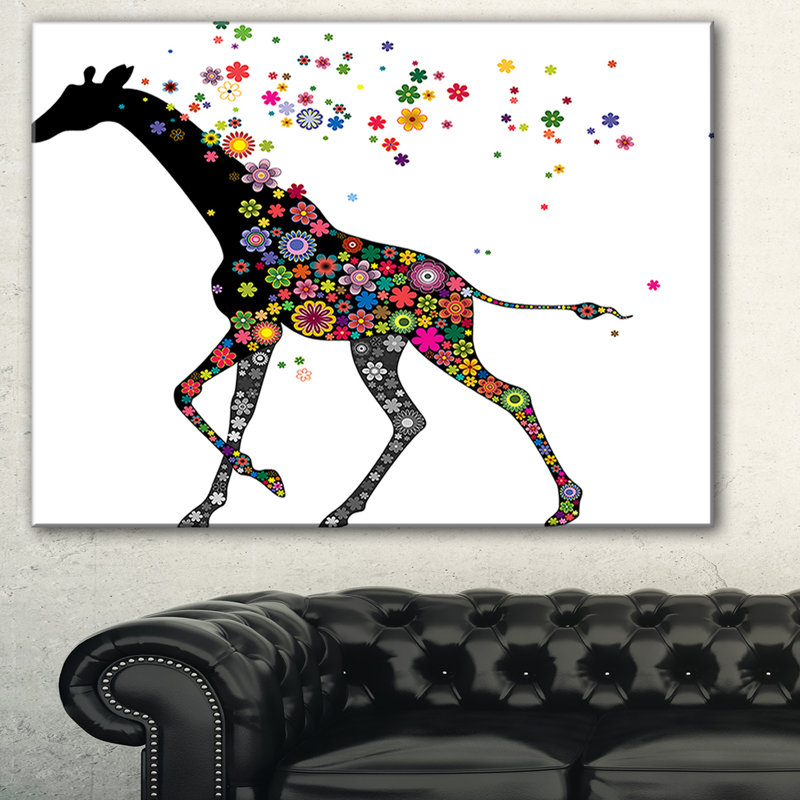 «Cheerful Giraffe Running», impression, H 20 po x l 20 po x P 1 po, Toile