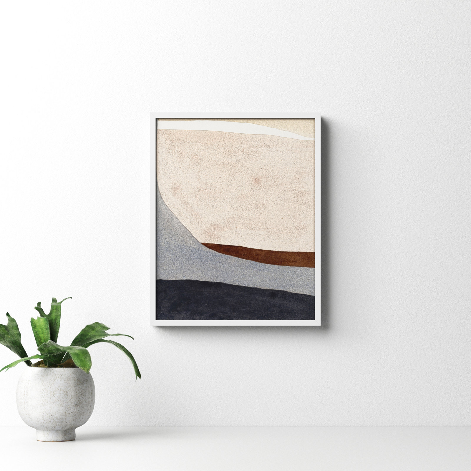 Divided By Blue 2 by Julia Balfour, White Framed, 30" H x 24" W x 1.25" D