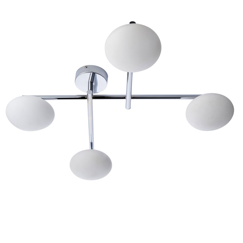 Myakka Glass Semi Flush Mount, Matt Opal, Chrome