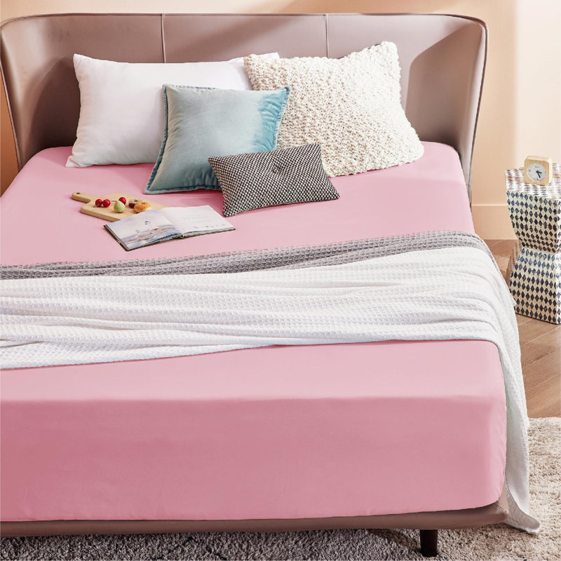 Bedsure Fitted Sheet Deep - Bed Sheets Extra Deep Pocket made of Soft Brushed Microfiber for Bed, Pink