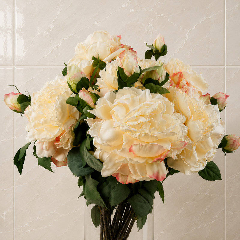 Plastic, Silk Artificial Arrangement, Cream