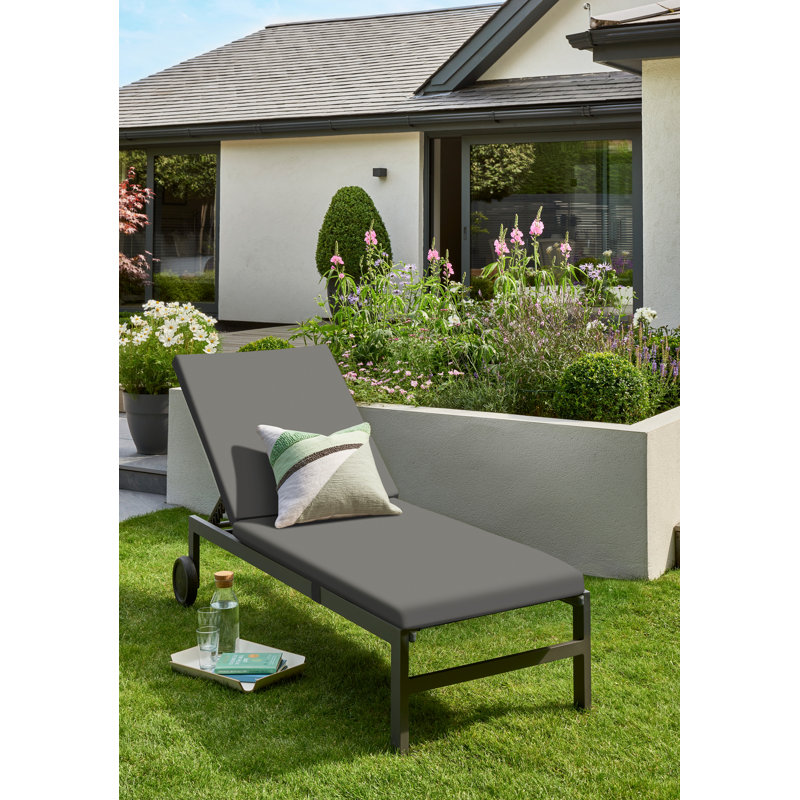Abhik 193cm Long Reclining Single Chaise with Cushions, Grey