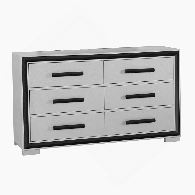 Commode avec poignées de tiroir noires élégantes, Noir