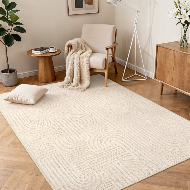 Geometric Area Rug, Beige, Rectangle 120 x 160 cm
