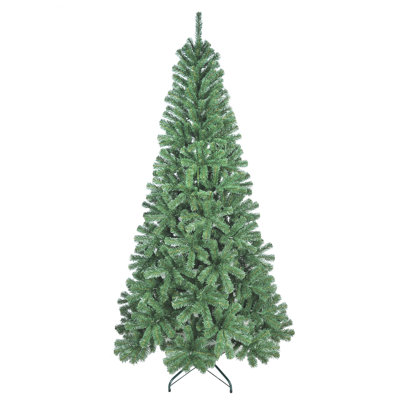 6Ft Tall Artificial Christmas Tree With 500 Dense PVC Tips & Hinged Branches, Classic Full Green Holiday Pine With Stand