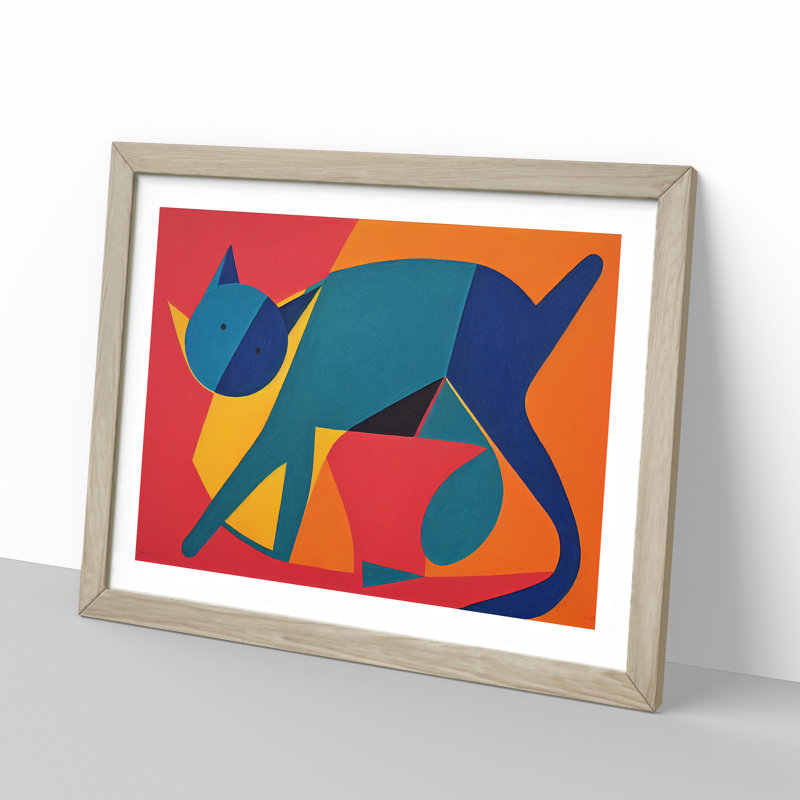 Abstract Cat Vol.1 - Framed Print, 46cm H x 64cm W x 2cm D, Oak