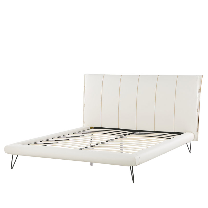 Margie Upholstered Bed, European Kingsize (160 x 200 cm), White