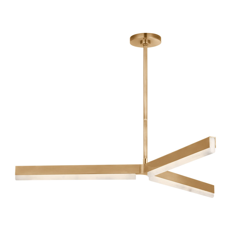 Linea LED Chandelier, Hand Rubbed Antique Brass
