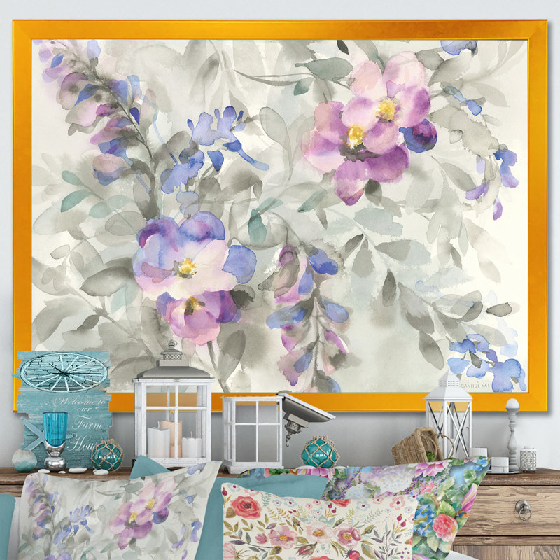 " Garden Dreams Flower ", White Framed, 30" H x 40" W x 1.5" D