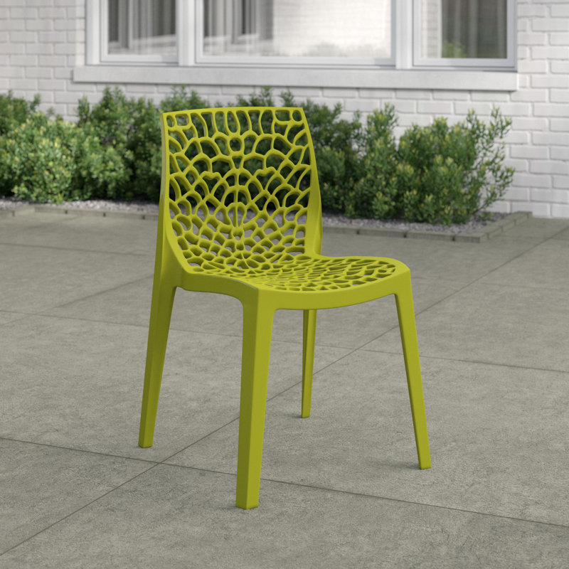 Rian Stacking Patio Dining Side Chair, Green