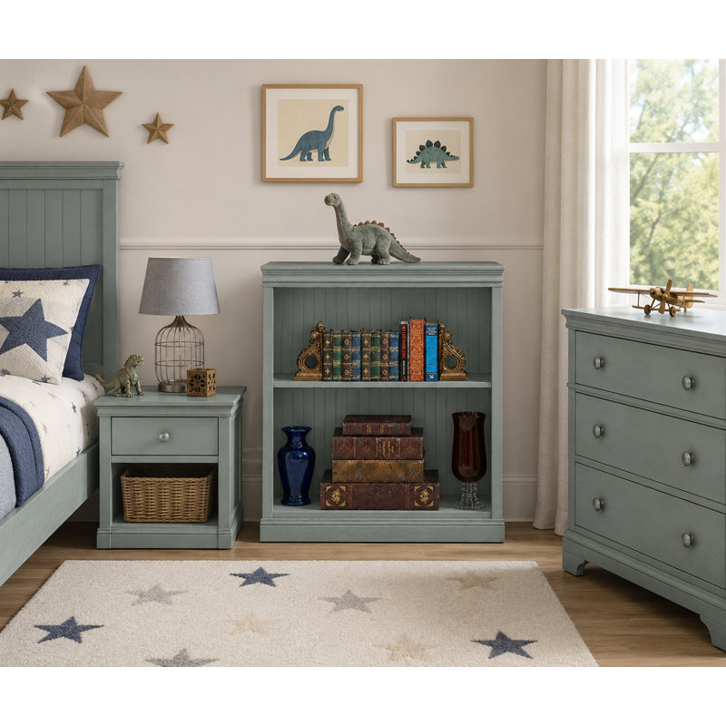 Sherita Bookcase, European Light Blue, (1 Shelf) 36” H x 32” W x 14.25” D