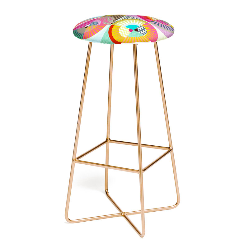 Upholstered Counter Stool with Metal Frame