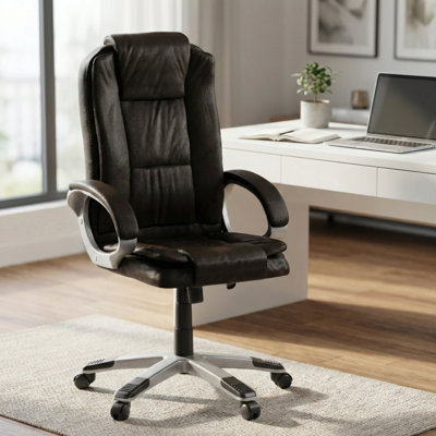 Muskoka Swivel Desk Chair Faux Leather With Adjustable Height, UKFR Certified
