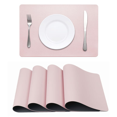 Ensemble de 4 napperons en similicuir Heloho rose et gris, ensemble de 4 napperons
