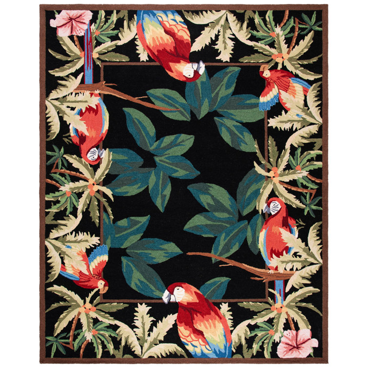 Hogle Hand Hooked Wool Floral Rug