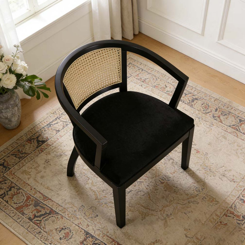 Chaise avec accoudoirs de salle à manger, Noir