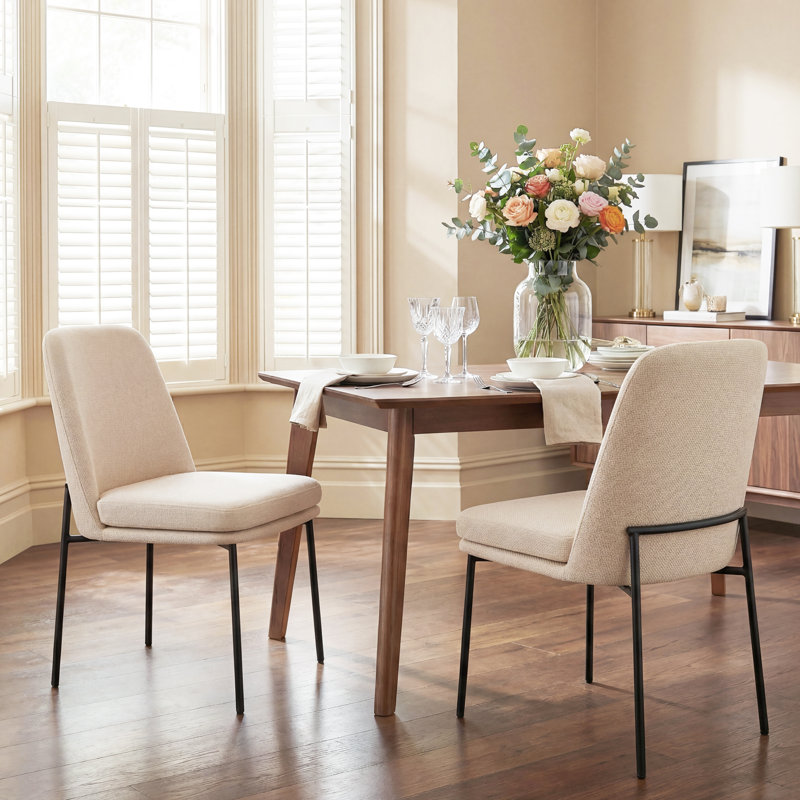 Fabric Upholstered Parsons Side Chair Dining Chair, F-Beige