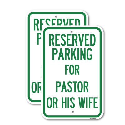 (Paquet de 2) Enseigne en aluminium de gros calibre 12 po x 18 po «Pastor or His Wife»