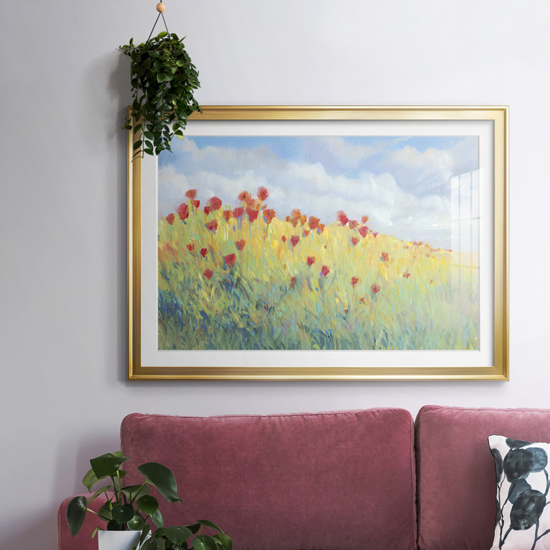 Summer Breeze Meadow I, reproduction d'art encadrée, H 19 po x l 27 po x P 1,5 po, Or