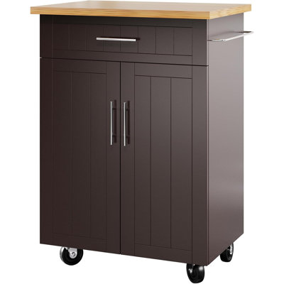 Kitchen Island Cart With Storage,Rolling Kitchen Island Side Table On Wheels With Large Worktop,Storage Cabinet,Towel Rack And Drawers For Kitchen,Din by Ebern Designs