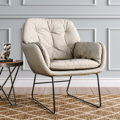 69cm  W Velvet Upholstered Armchair With Metallic Legs
