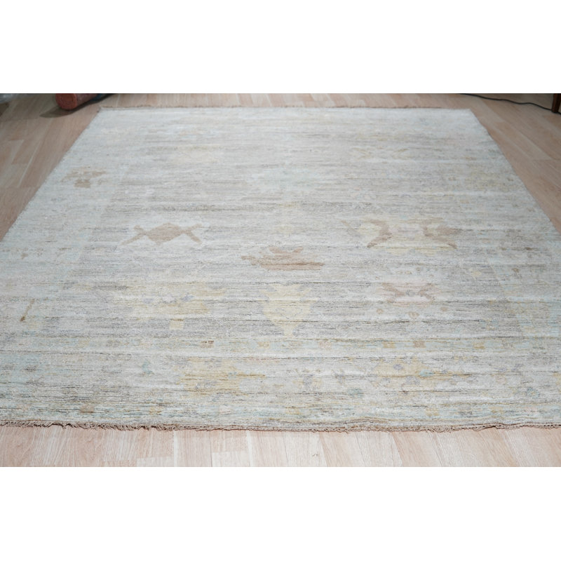 Tapis ivoire en soie naturel naturel noué à la main ivoire, Rectangle de 10 pi x 14 pi