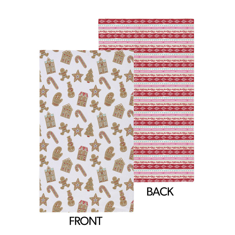 Gingerbread Double-Sided Quick Dry Waffle Weave Kitchen Towel