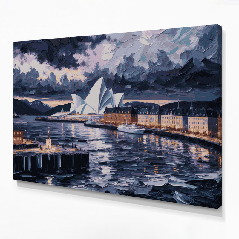 Art urbain sur toile, cités, villes, Norvège, H 20 po x l 30 po