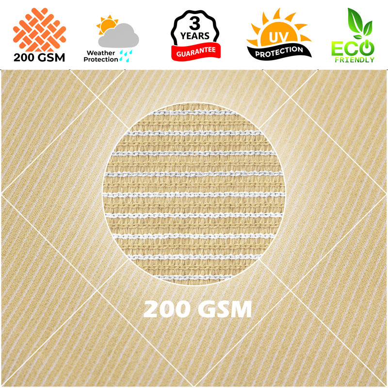 Beige Polyethylene Triangle Sun Shade Sail for Patio
