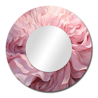 Pink Tender Twirl Spiral - Abstract Spirals Mirror, Pink Round Unique Wall Mirror, Printed Metal Art