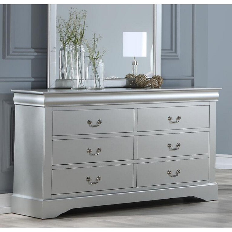 Commode rectangulaire à 6 tiroirs Sandburg, Platine