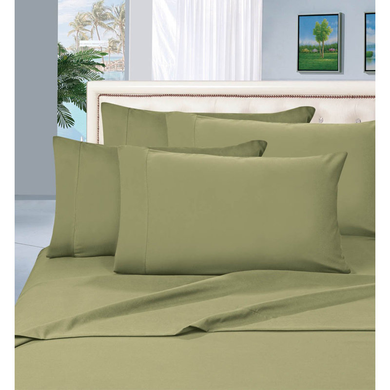 Ensemble de draps en percale 1500 fils, Très grand californien, Vert