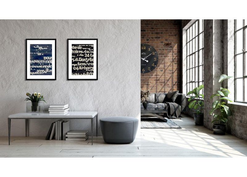 Text 2 Abstract - Single Picture Frame Print, 190.5 cm H x 139.7 cm W, Gloss Black
