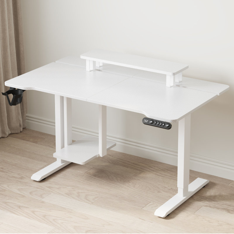Adjustable Standing Desk With Laminate, White, 49" H x 55" W x 31.5" D