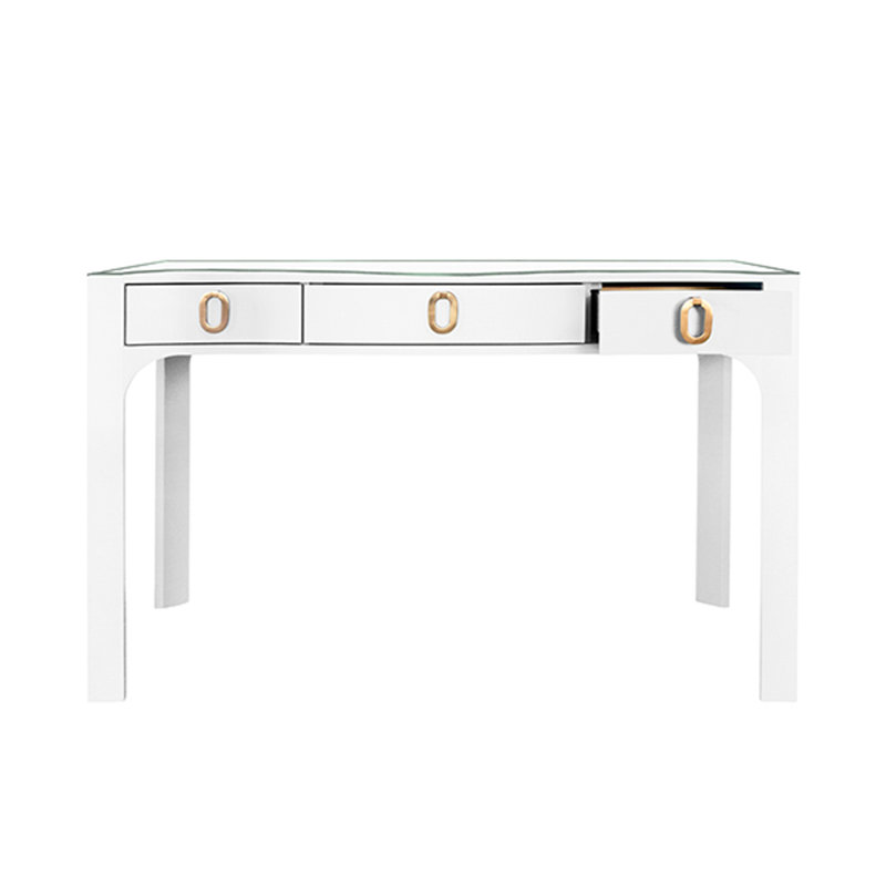 Gladys Glass Writing Desk, White