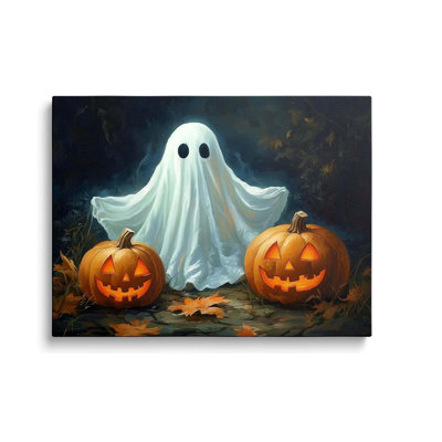 Reproduction d'art rétro sur toile d'Halloween rétro, affiche sur toile fantôme et citrouille, peinture rétro à l'huile, œuvre d'art sorcière victorienne gothique Wiccan, images d'Halloween mystérieuse, encadré 8 x 10