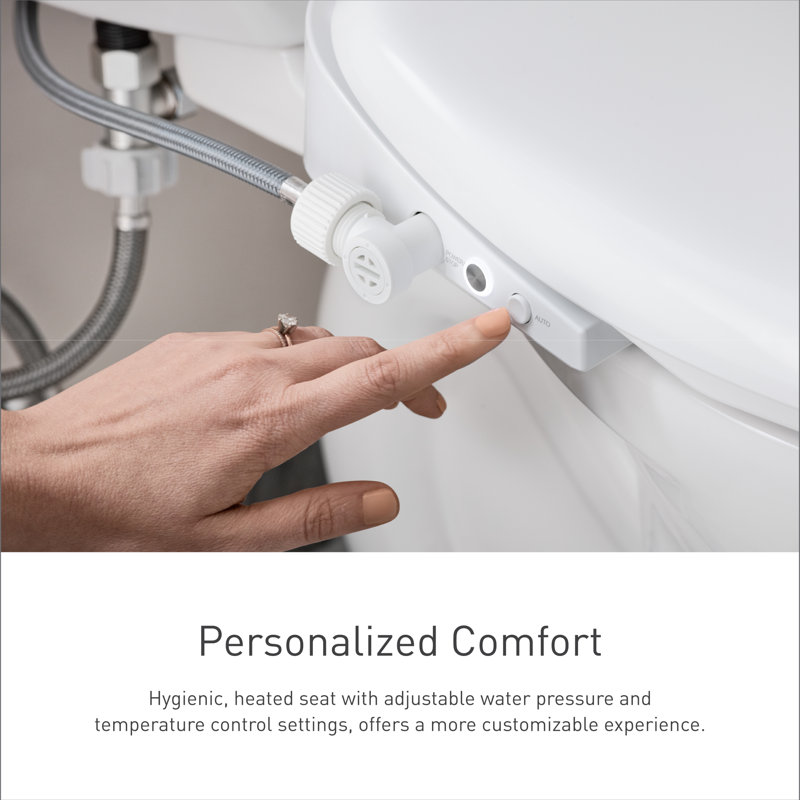 White Heated Electronic Bidet Seat with Remote and Dryer