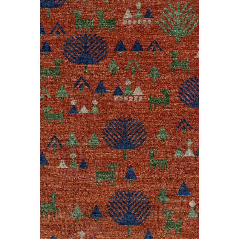 Burano Hand Knotted Wool Animal Print Area Rug, Runner 3' x 8'