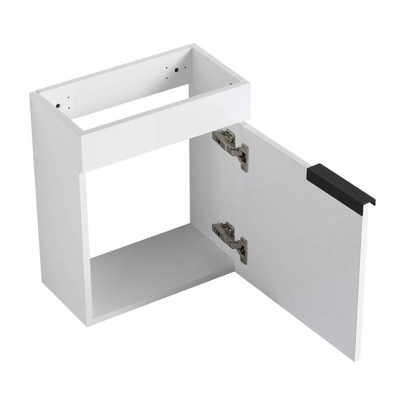 Meuble-lavabo à fermeture en douceur avec lavabo et support de rangement, Blanc brillant