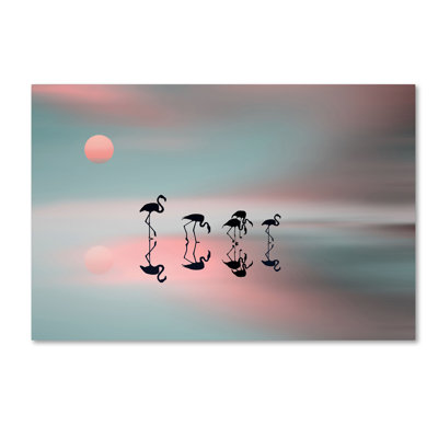 Wrapped Canvas Wall Art - Natalia Baras 'Family Flamingos' Wall Art for Living Room, Bedroom, or Office Décor - 30x47