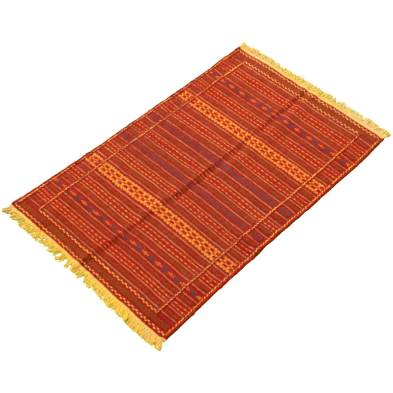 Tapis décoratif en laine de conception unique noué à la main new age kashkoli rouge/jaune 3 pi 2 po x 5 pi 1 po