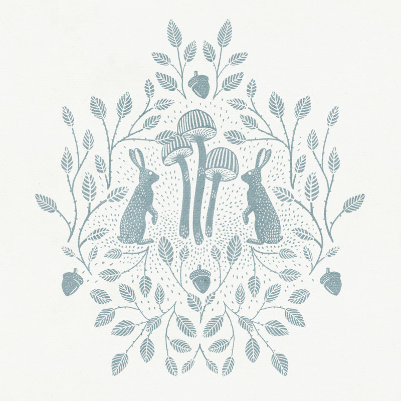 Rabbits And Mushrooms VII by Katie O'Shea - Wrapped Canvas Print, 51 cm H x 51 cm W