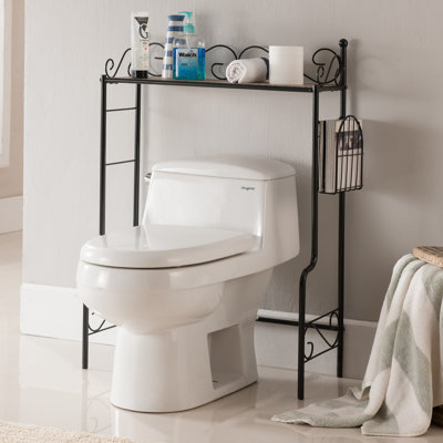 Freestanding Bathroom Shelf Storage Organizer Rack with Three Open Shelves and Over Toilet Design for Towels Toiletries and Decorative Display in a Compact and Functional - Black