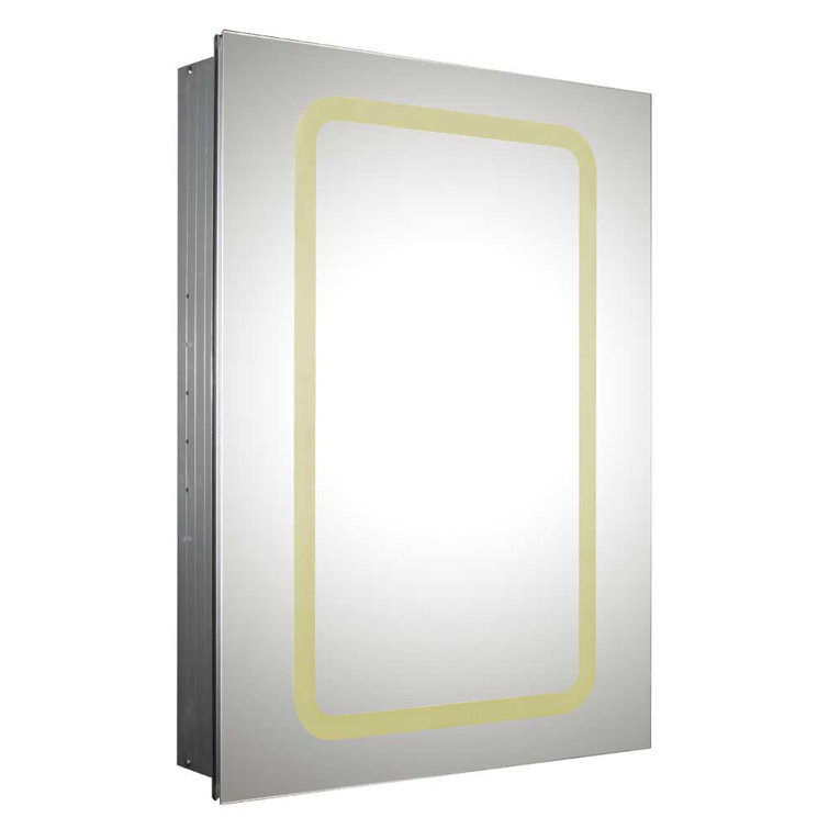 19.63'' W 27.5'' H Surface Frameless Medicine Cabinet with Mirror and 2 Adjustable Shelves