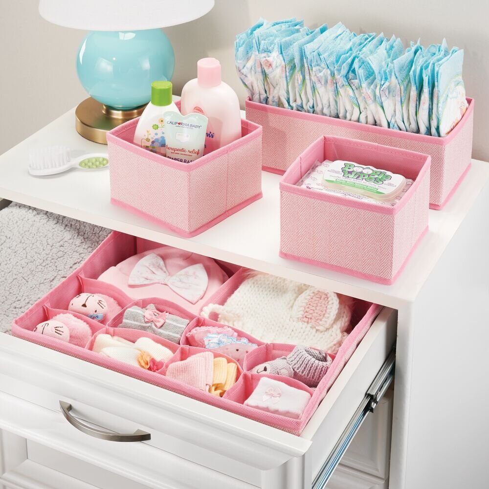 mDesign Fabric Nursery Divided Drawer Storage Bin | Wayfair